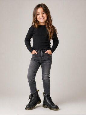 Dr. Martens Kids Black Leather Lace-Up Boots Size 13